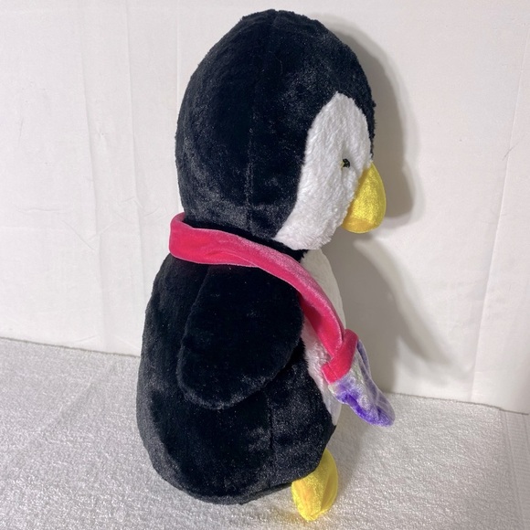 Black White Plush Penguin Toy With Scarf Stuffed Animal - Picture 4 of 14